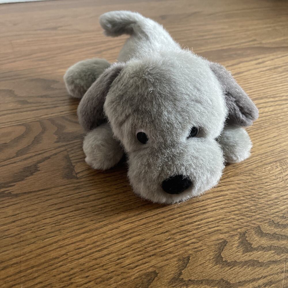 Vintage 1973 Dakin Floppy Drooper Dog Plush Grey W/Dark Grey Ears